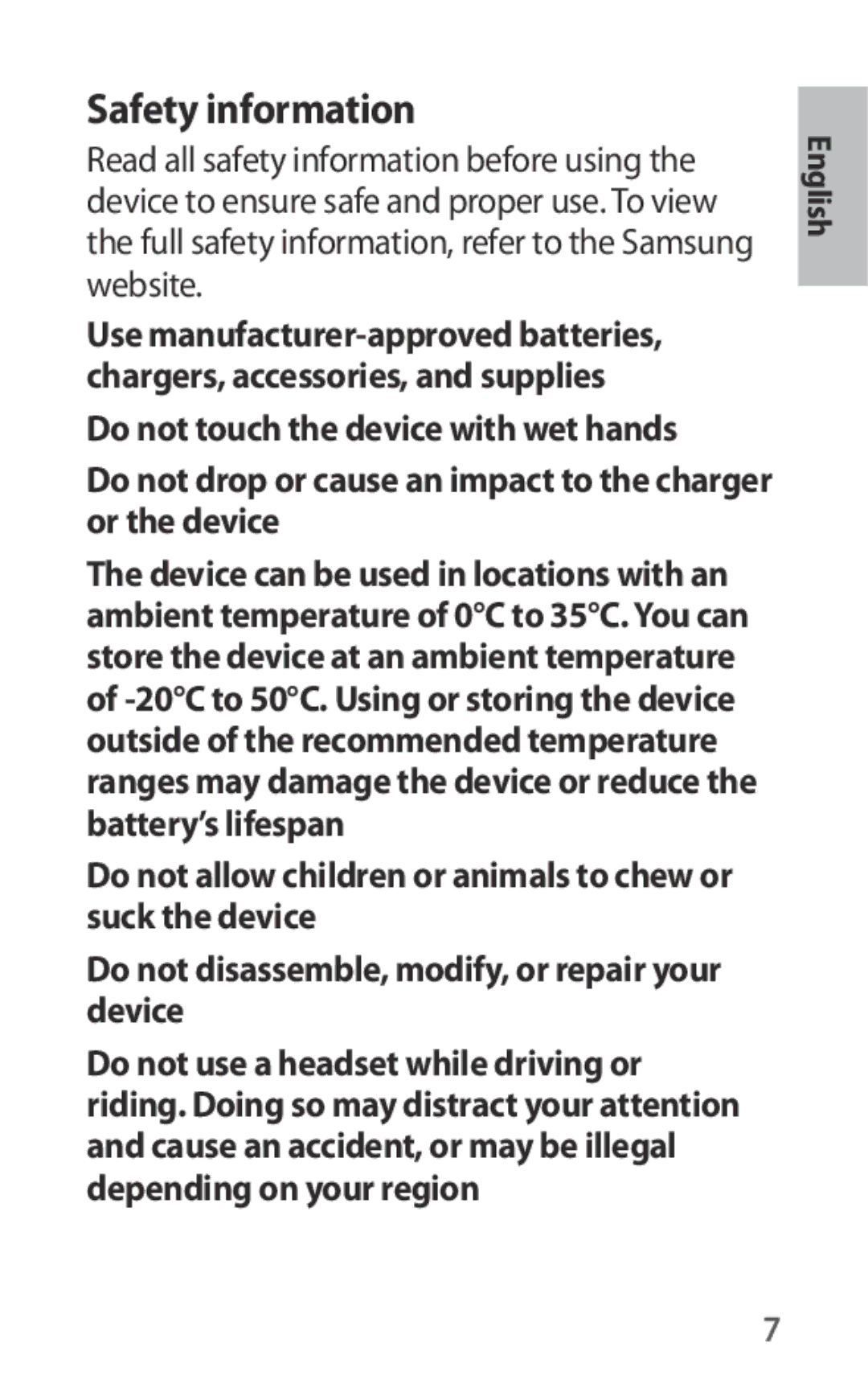 Samsung EO-IG930BBEGRU, EO-IG930BBEGWW, EO-IG930BWEGWW, EO-IG930BWEGRU manual Safety information 