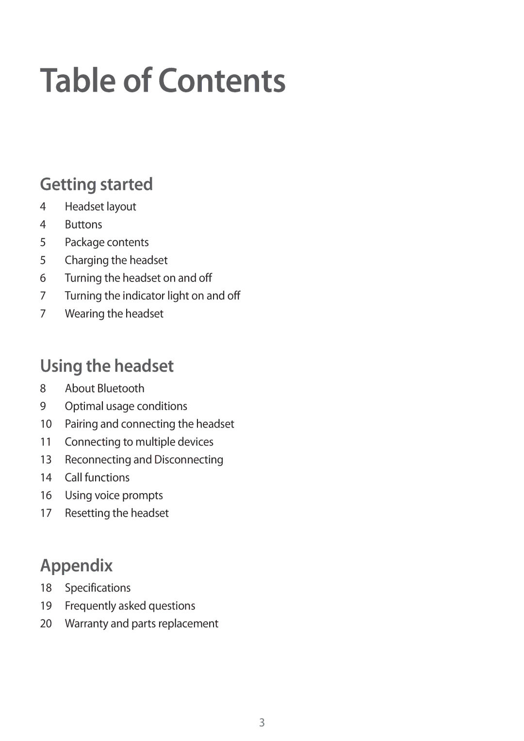 Samsung EO-MG900B, EO-MG900EBRGRU, EO-MG900EWRGRU manual Table of Contents 