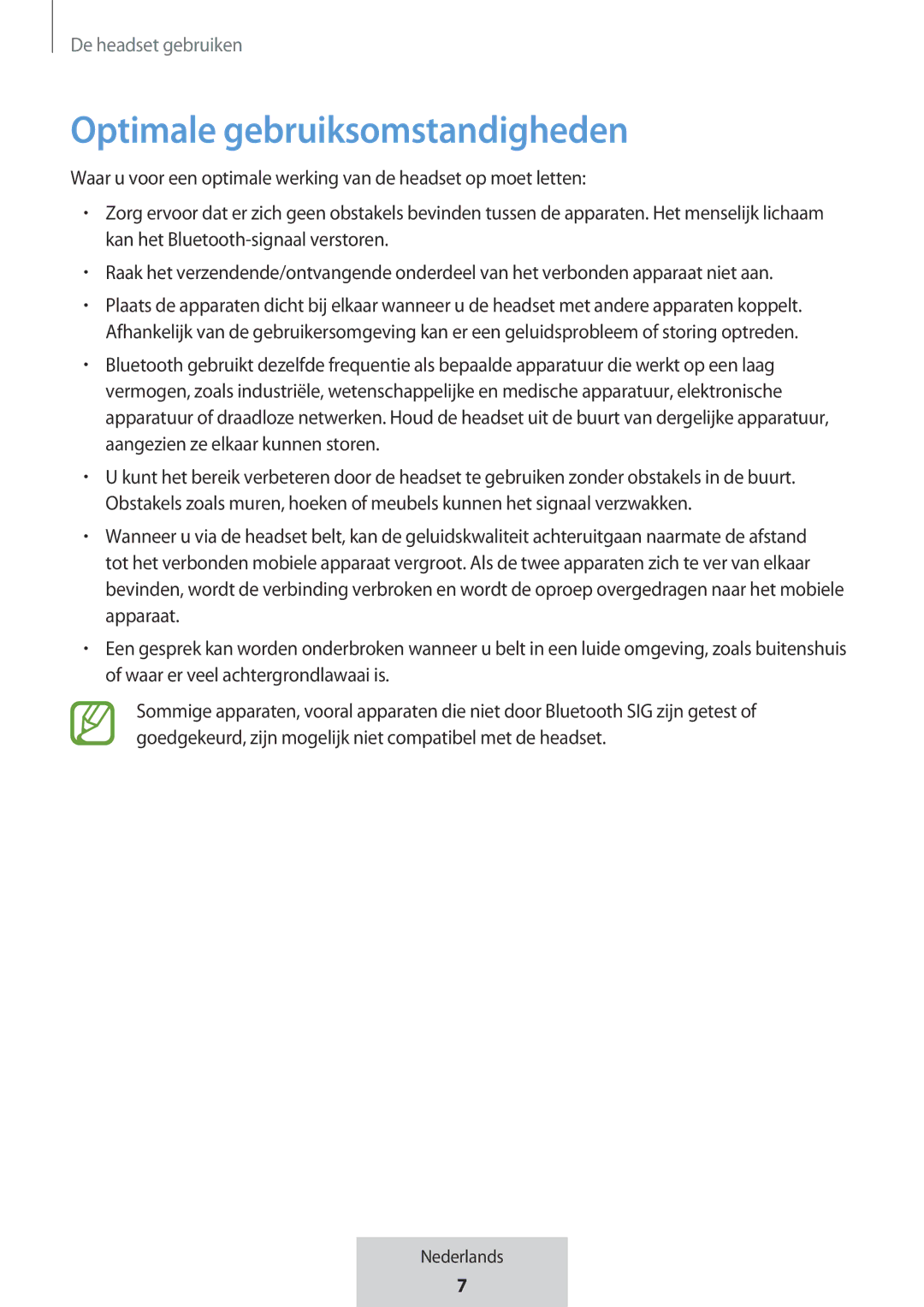 Samsung EO-MG920BBEGRU manual Optimale gebruiksomstandigheden 