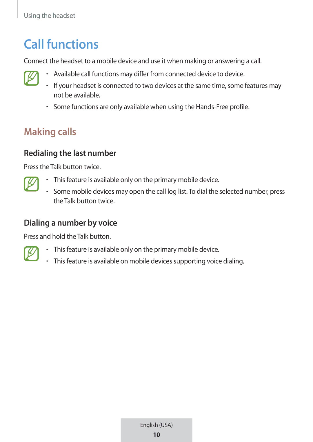 Samsung EO-MG920BBEGRU manual Redialing the last number, Dialing a number by voice 