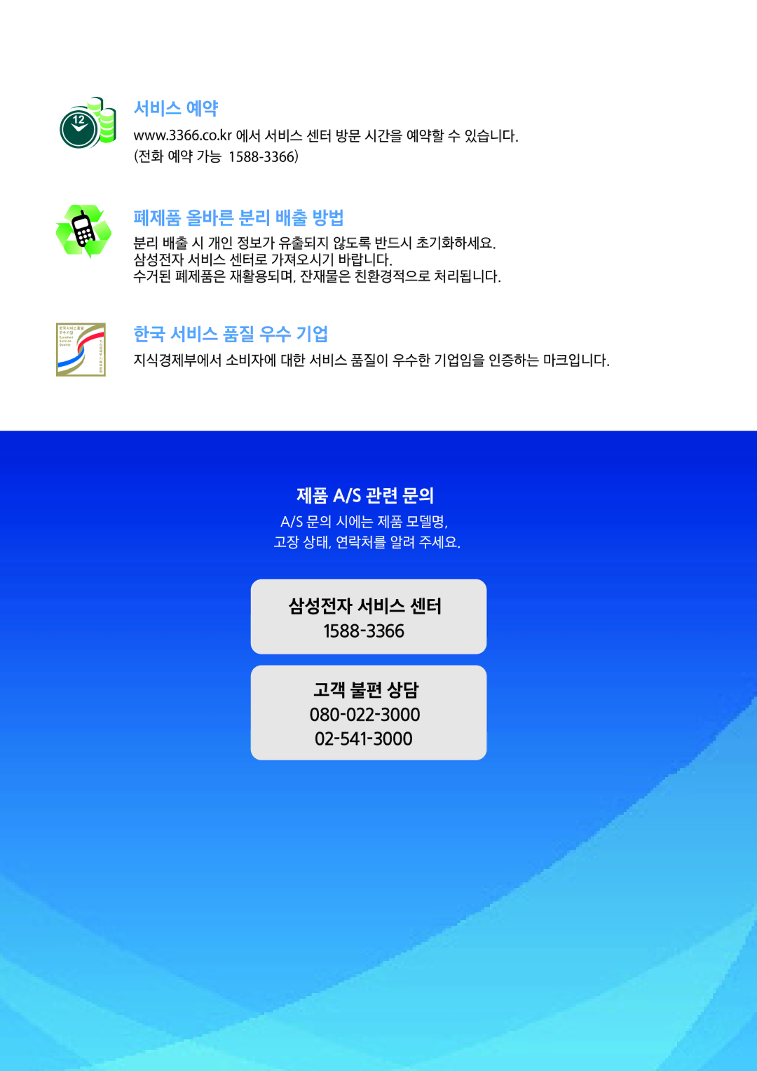 Samsung EO-MG920BBEGRU manual 제품 A/S 관련 문의 