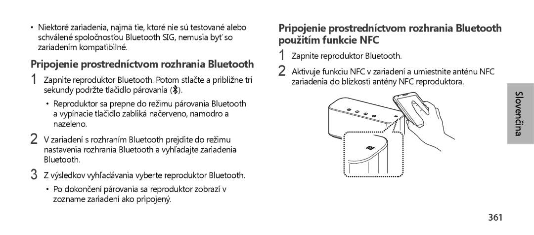 Samsung EO-SG900DREGRU, EO-SG900DSEGWW, EO-SG900DREGWW, EO-SG900DBEGWW Pripojenie prostredníctvom rozhrania Bluetooth, 361 