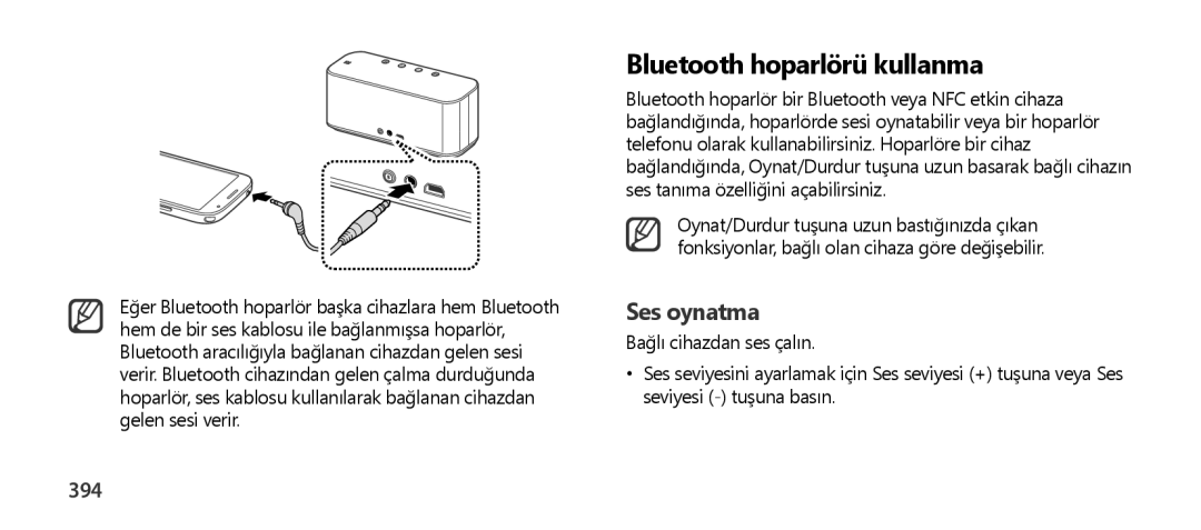 Samsung EO-SG900DSEGWW, EO-SG900DREGWW, EO-SG900DBEGWW, EO-SG900DLEGWW, EO-SG900DSEDWW Bluetooth hoparlörü kullanma, 394 