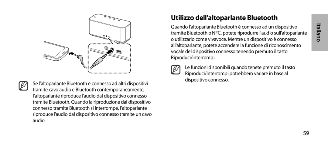 Samsung EO-SG900DBEDWW, EO-SG900DSEGWW, EO-SG900DREGWW, EO-SG900DBEGWW, EO-SG900DLEGWW Utilizzo dellaltoparlante Bluetooth 