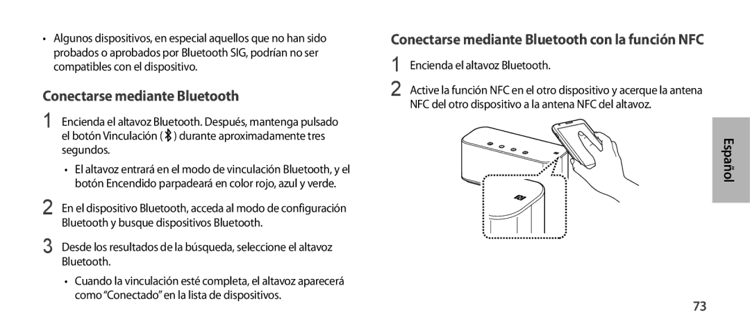 Samsung EO-SG900DLEDWW, EO-SG900DSEGWW Conectarse mediante Bluetooth con la función NFC, Encienda el altavoz Bluetooth 