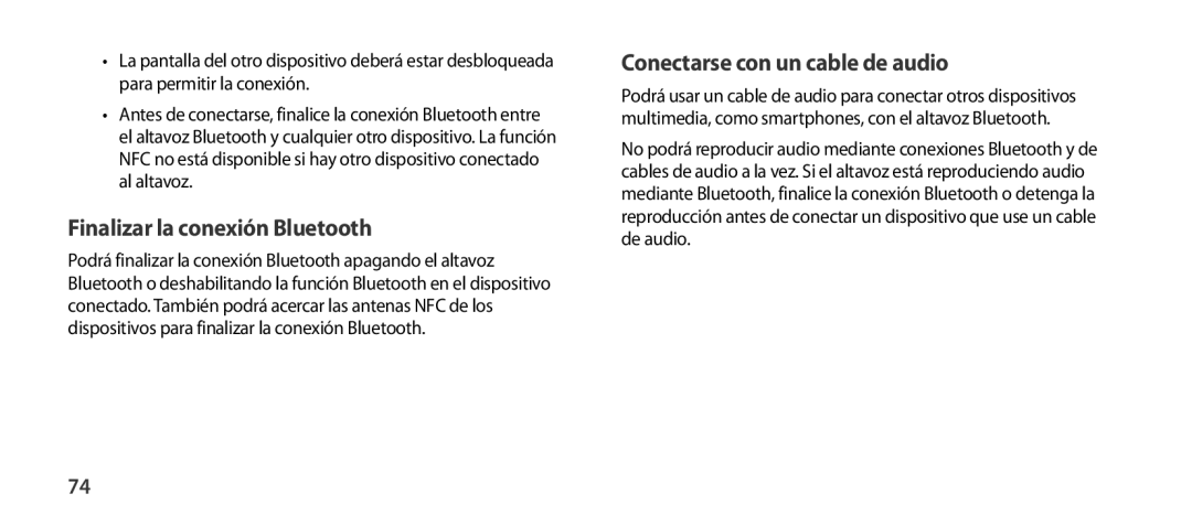 Samsung EO-SG900DLEGRU, EO-SG900DSEGWW, EO-SG900DREGWW Finalizar la conexión Bluetooth, Conectarse con un cable de audio 