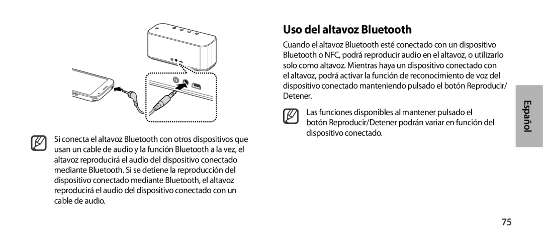 Samsung EO-SG900DREGRU, EO-SG900DSEGWW, EO-SG900DREGWW, EO-SG900DBEGWW, EO-SG900DLEGWW manual Uso del altavoz Bluetooth 