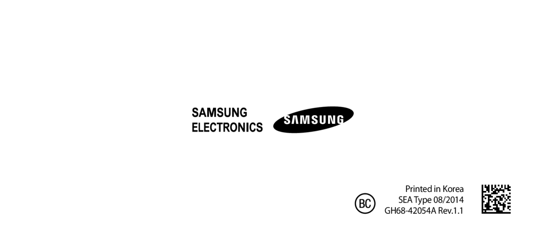 Samsung EO-SG900DREGWW, EO-SG900DSEGWW, EO-SG900DBEGWW, EO-SG900DLEGWW manual SEA Type 08/2014 GH68-42054A Rev.1.1 