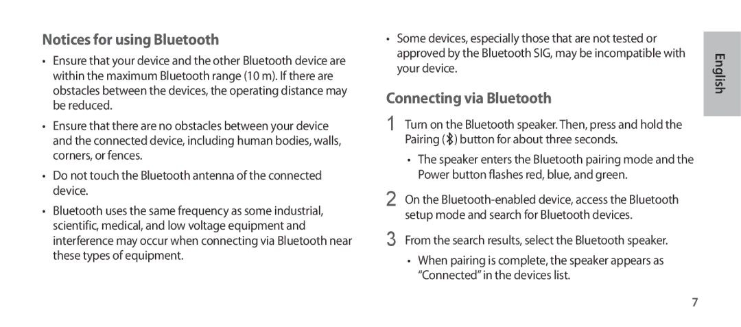 Samsung EO-SG900DLEDWW, EO-SG900DSEGWW, EO-SG900DREGWW, EO-SG900DBEGWW, EO-SG900DLEGWW manual Connecting via Bluetooth 