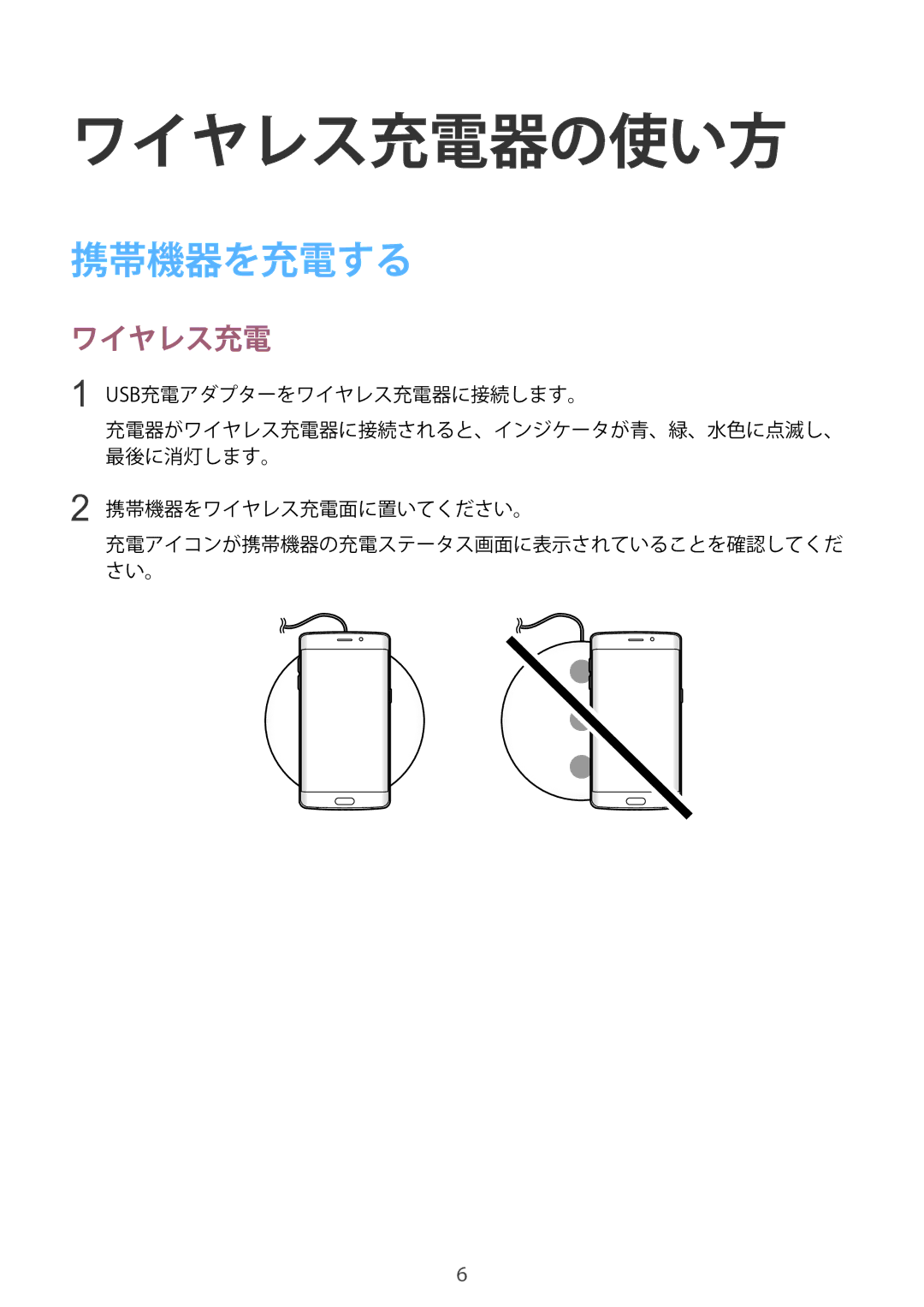 Samsung EP-PG950TBJGJP manual ワイヤレス充電器の使い方, 携帯機器を充電する 