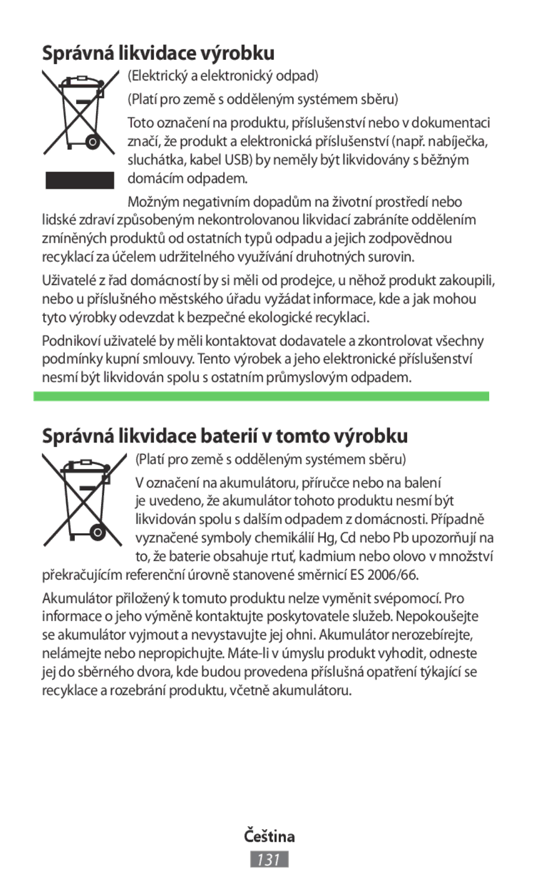 Samsung EB-PA500UFRGRU manual Správná likvidace výrobku, Správná likvidace baterií v tomto výrobku, Domácím odpadem 