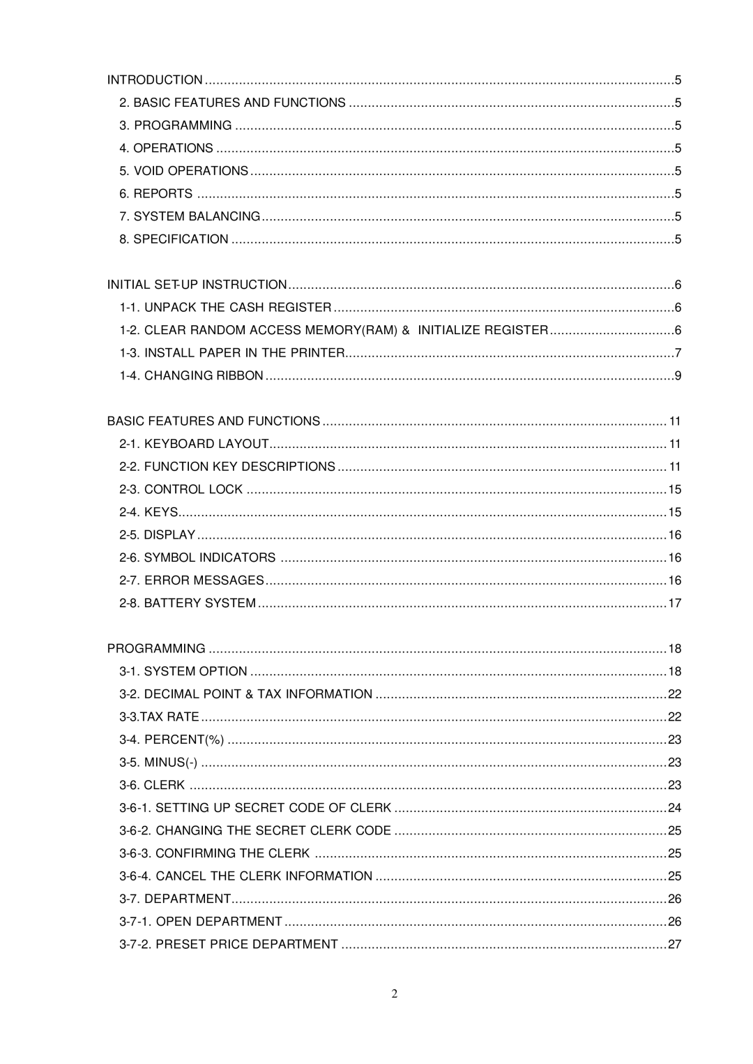 Samsung ER-290 manual Initial SET-UP Instruction 