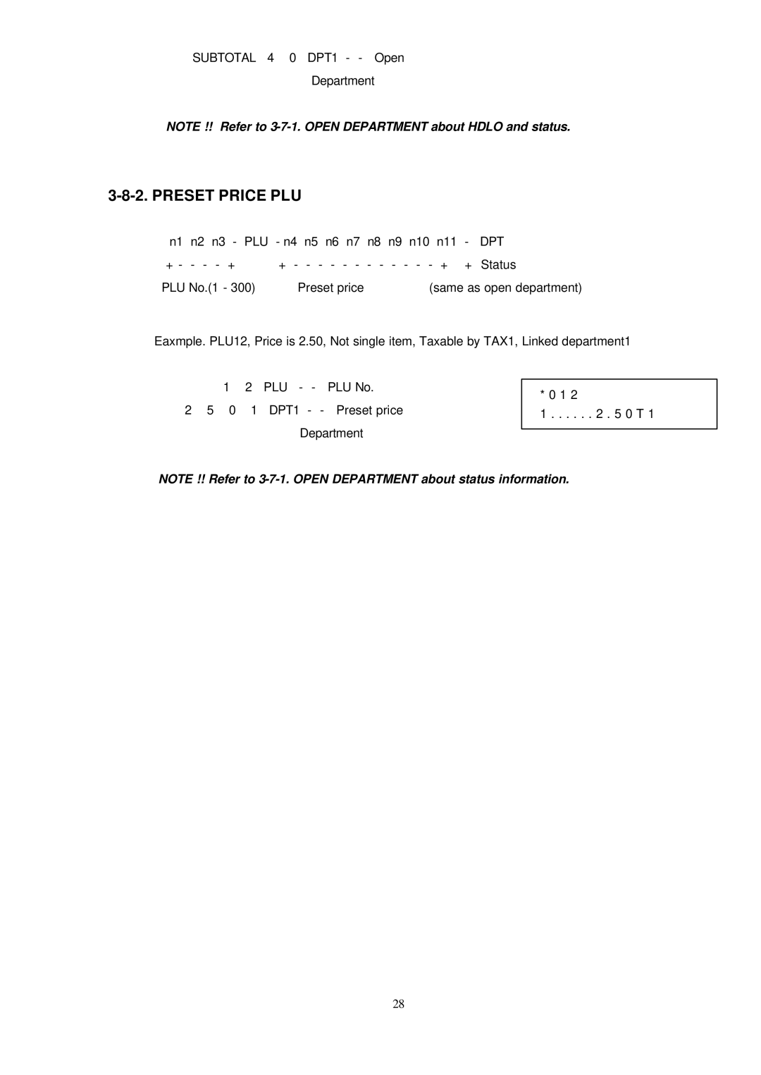 Samsung ER-290 manual Preset Price PLU 