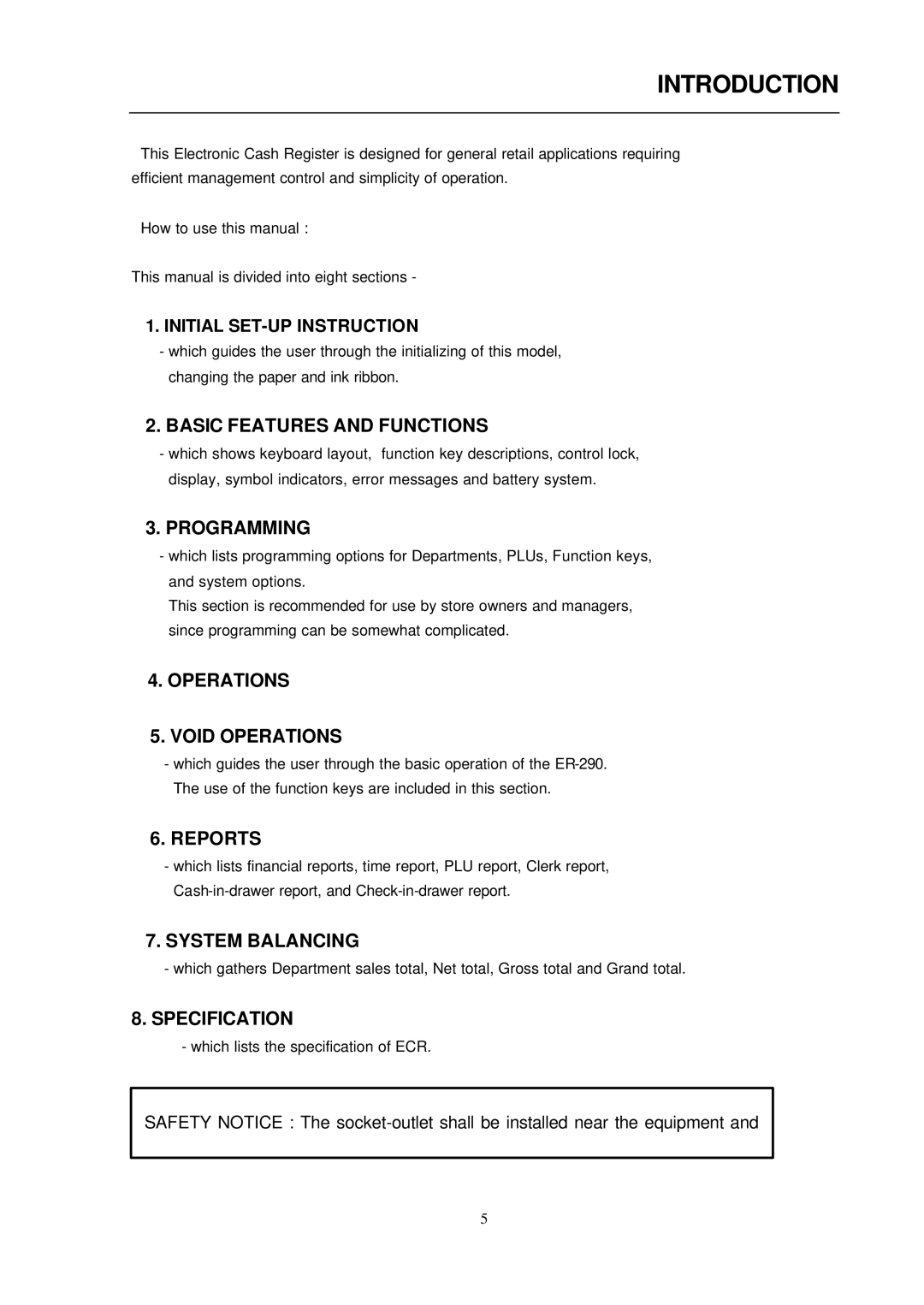 Samsung ER-290 manual Introduction 