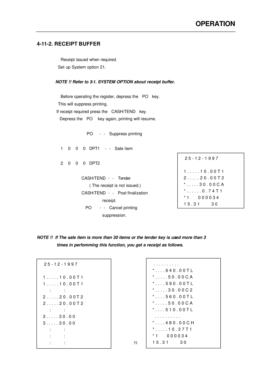 Samsung ER-290 manual Receipt Buffer 