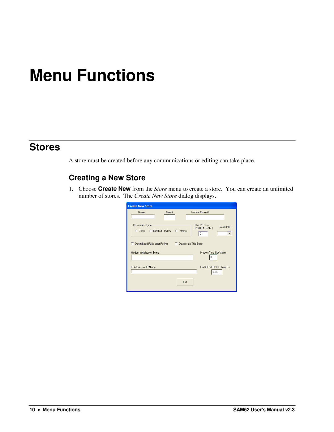 Samsung ER-5200M, SAM52M user manual Stores, Creating a New Store 