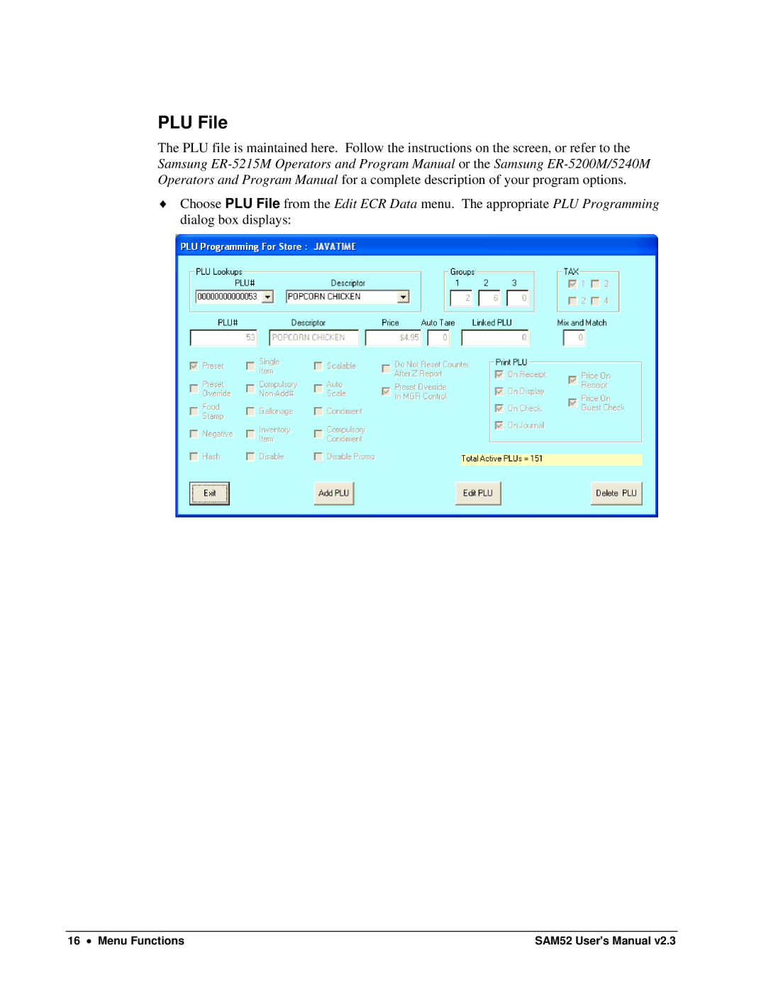 Samsung ER-5200M, SAM52M user manual PLU File 