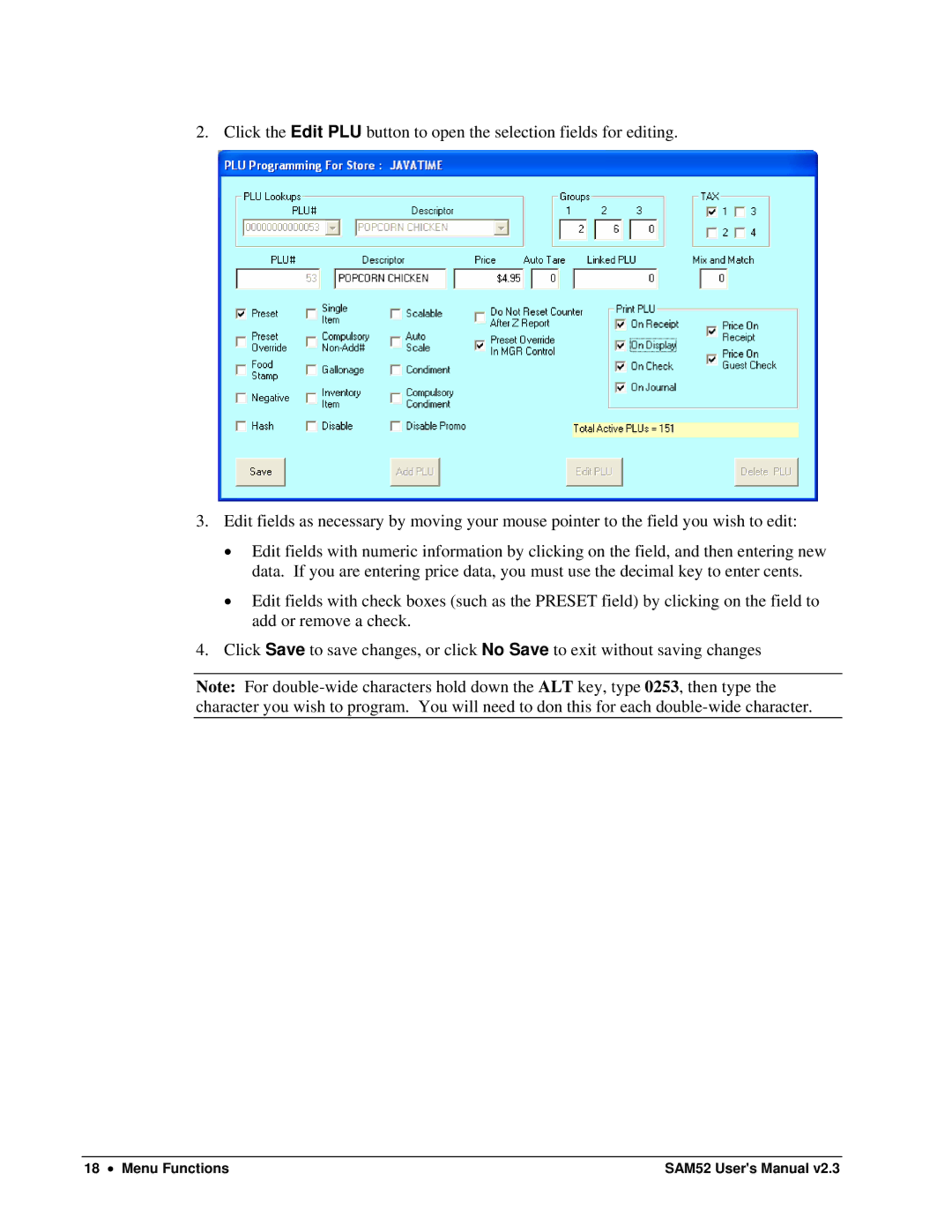 Samsung ER-5200M, SAM52M user manual Menu Functions 