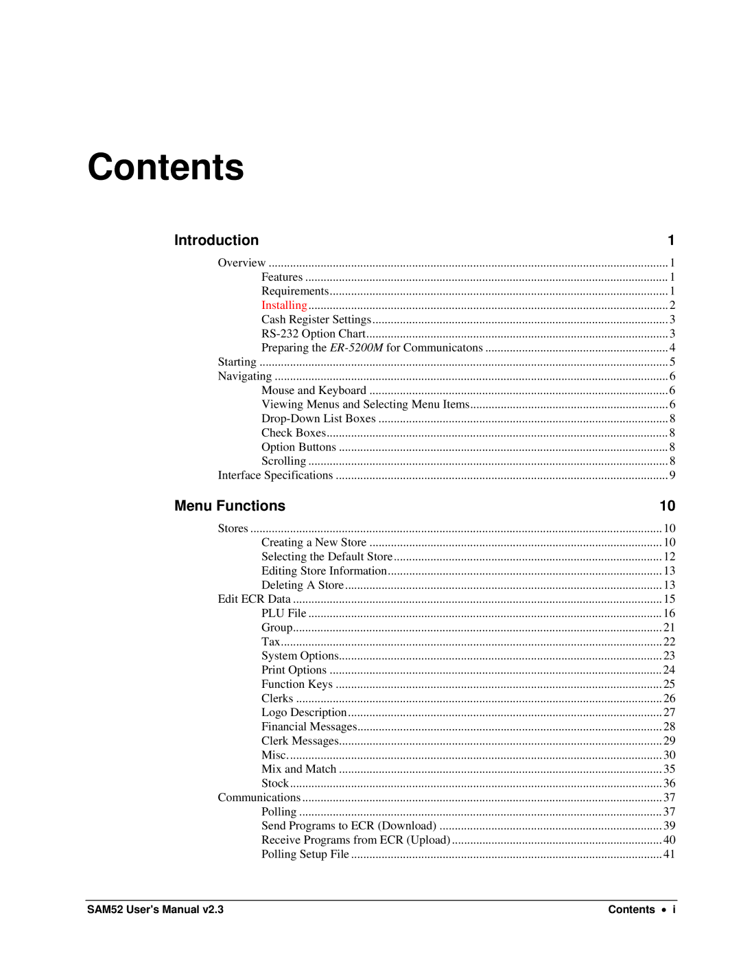 Samsung SAM52M, ER-5200M user manual Contents 