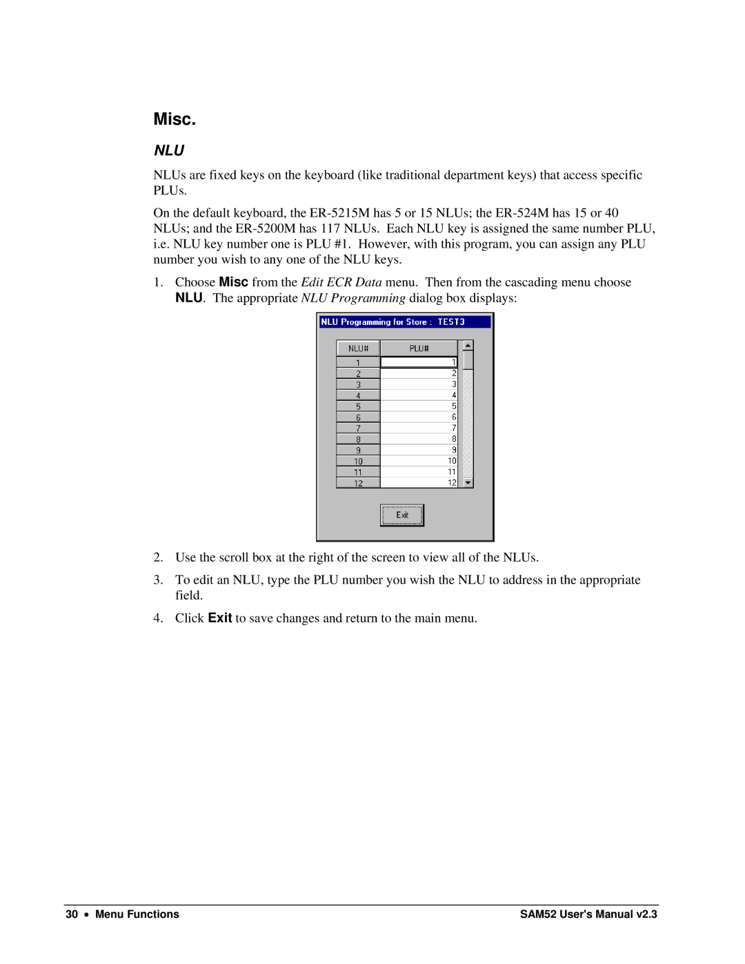 Samsung ER-5200M, SAM52M user manual Misc, Nlu 