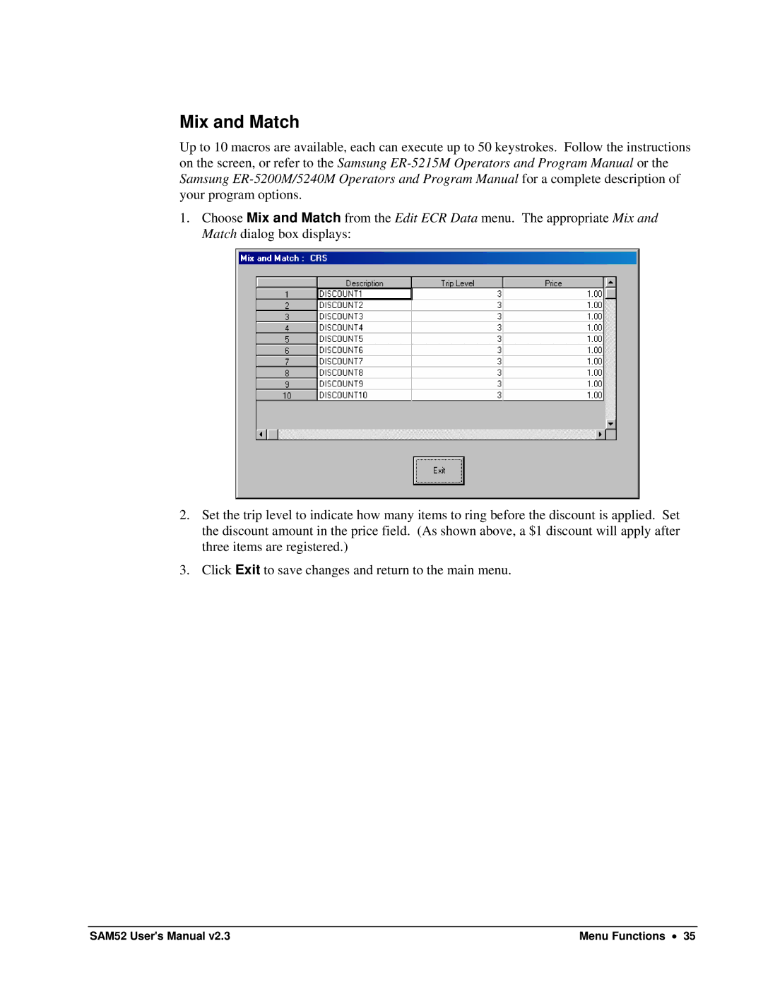 Samsung SAM52M, ER-5200M user manual Mix and Match 