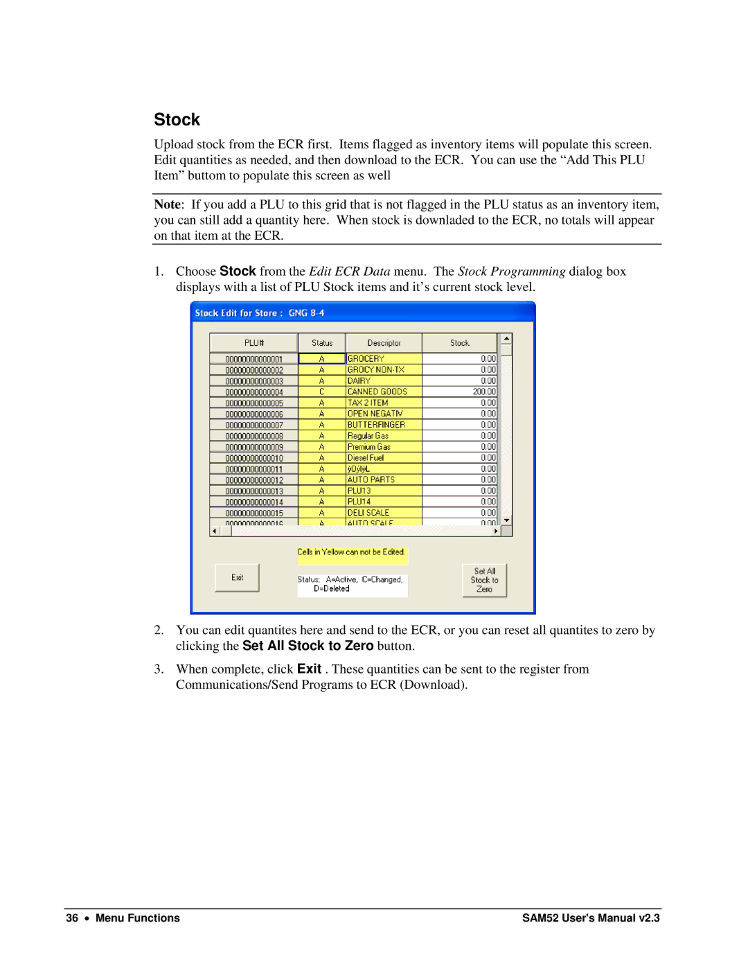 Samsung ER-5200M, SAM52M user manual Stock 