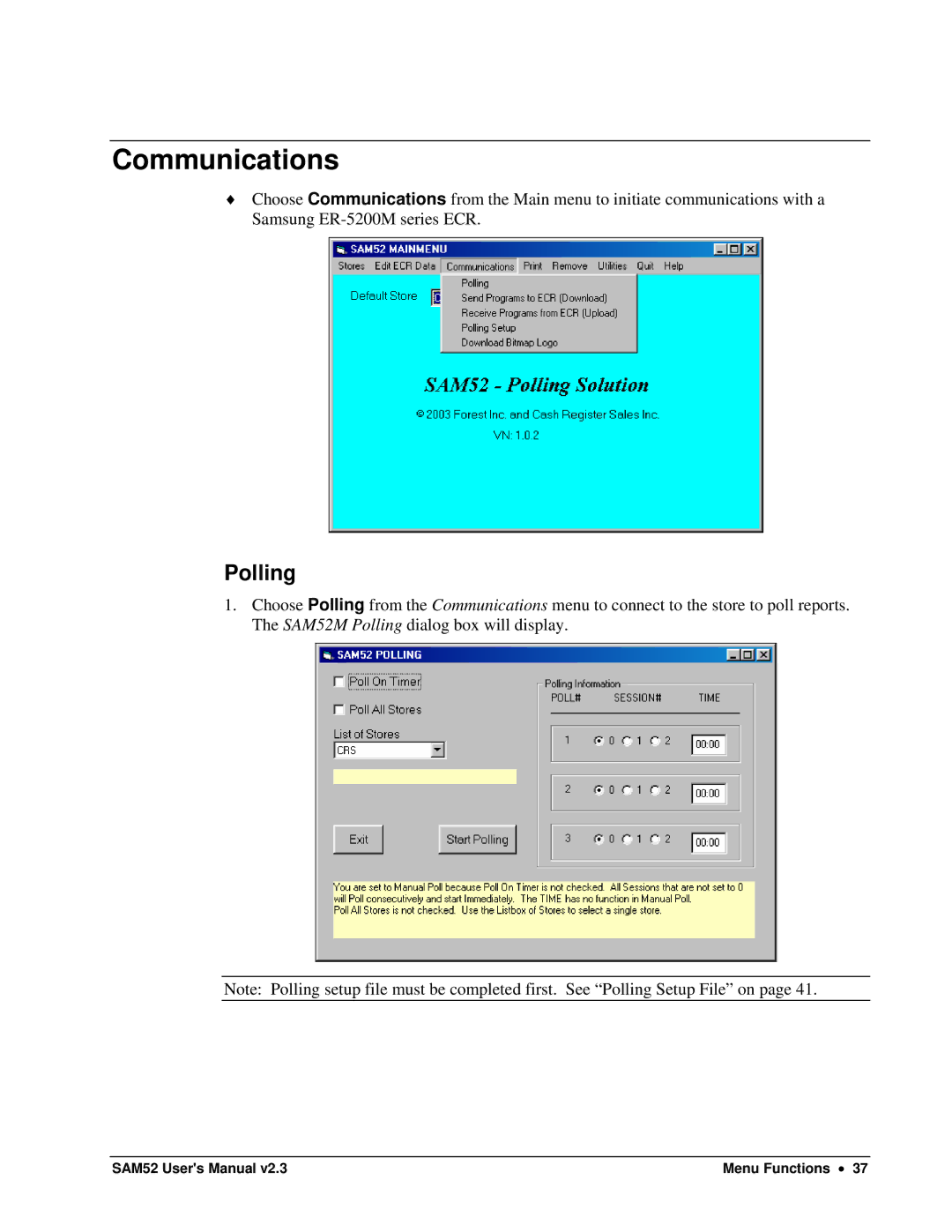 Samsung SAM52M, ER-5200M user manual Communications, Polling 