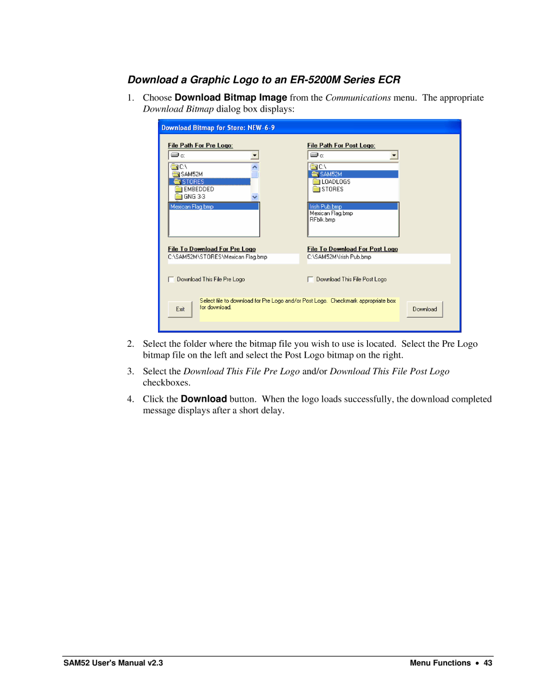 Samsung SAM52M user manual Download a Graphic Logo to an ER-5200M Series ECR 