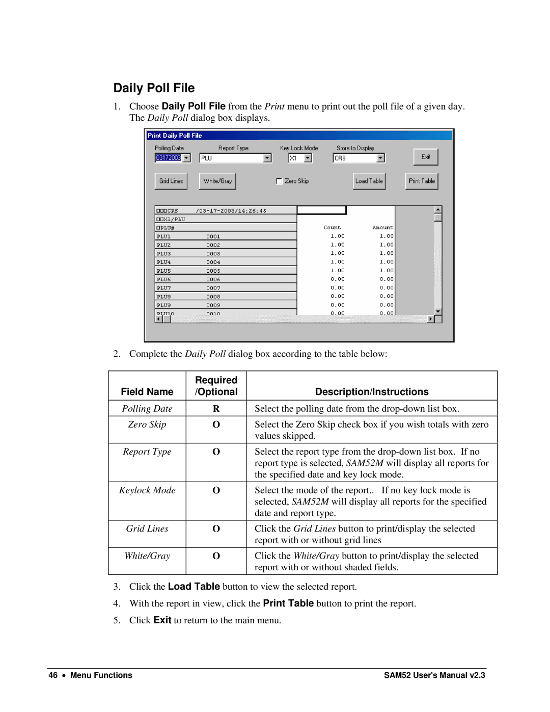 Samsung ER-5200M, SAM52M user manual Daily Poll File 