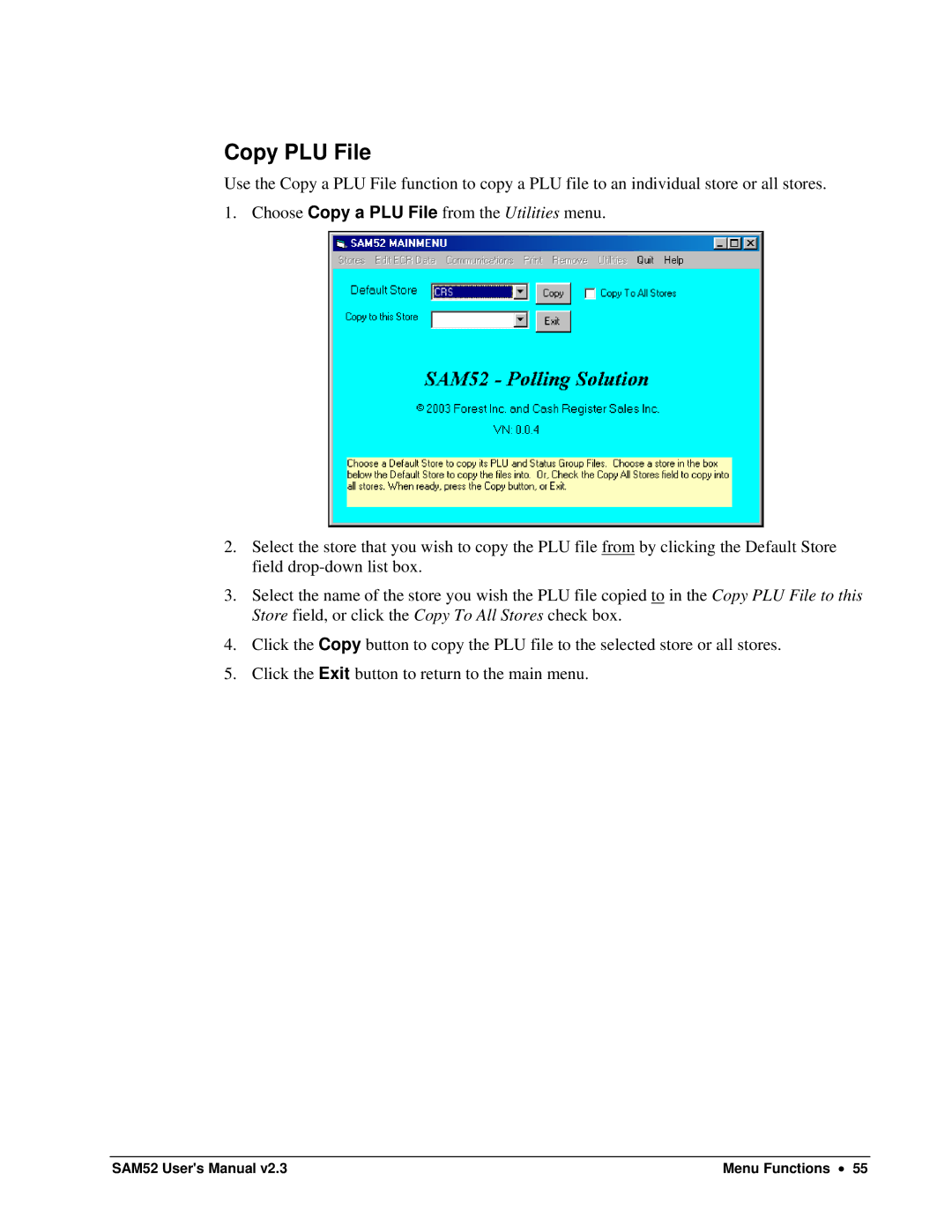 Samsung SAM52M, ER-5200M user manual Copy PLU File 