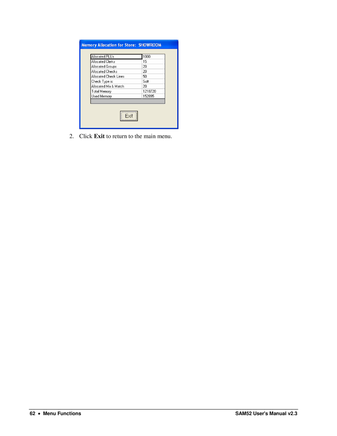 Samsung ER-5200M, SAM52M user manual Click Exit to return to the main menu 