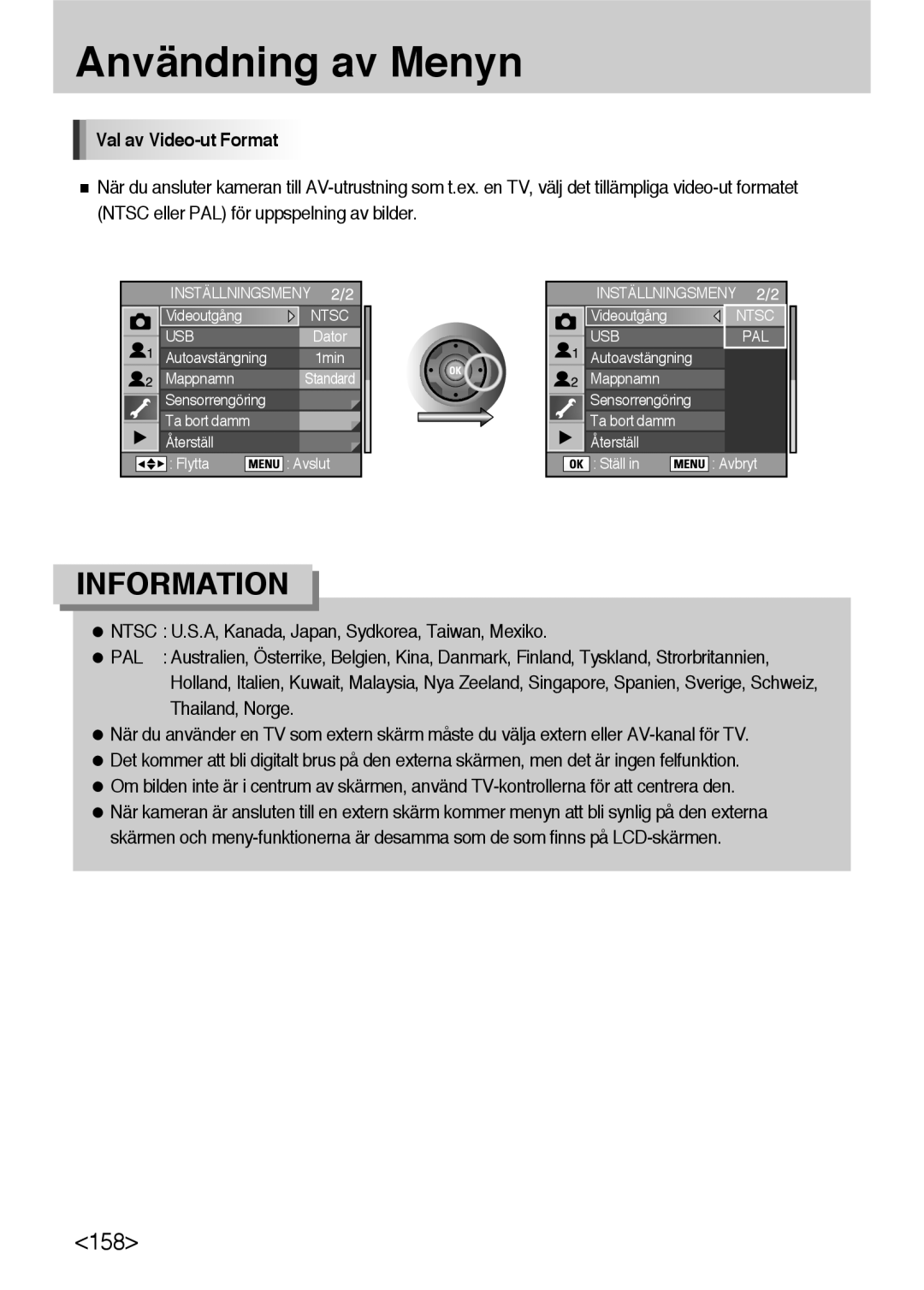 Samsung ER-GX10ZBBB/DE, ER-GX10ZBBB/SE, ER-GX10ZBBH/DE, ER-GX10ZBBA/DK manual Val av Video-ut Format 