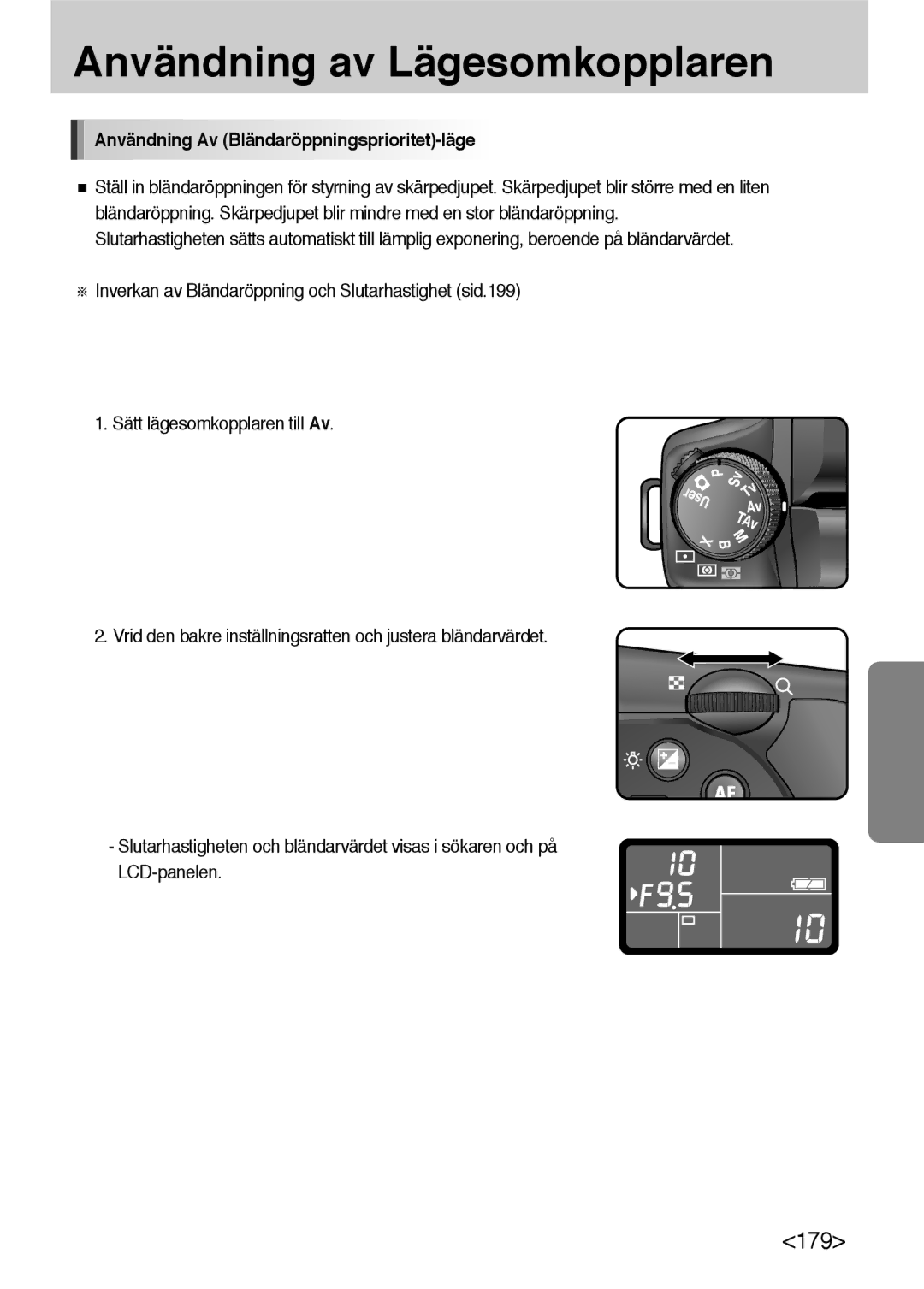 Samsung ER-GX10ZBBB/SE, ER-GX10ZBBH/DE, ER-GX10ZBBA/DK, ER-GX10ZBBB/DE manual Användning Av Bländaröppningsprioritet-läge 