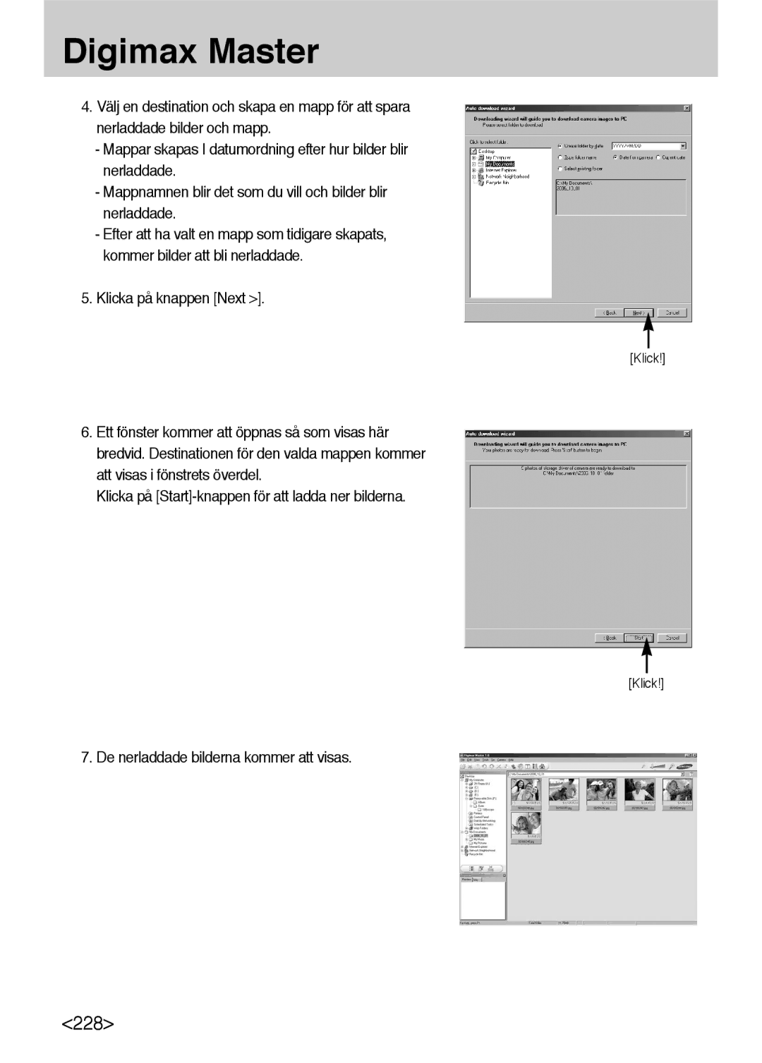 Samsung ER-GX10ZBBH/DE, ER-GX10ZBBB/SE, ER-GX10ZBBA/DK, ER-GX10ZBBB/DE manual De nerladdade bilderna kommer att visas 