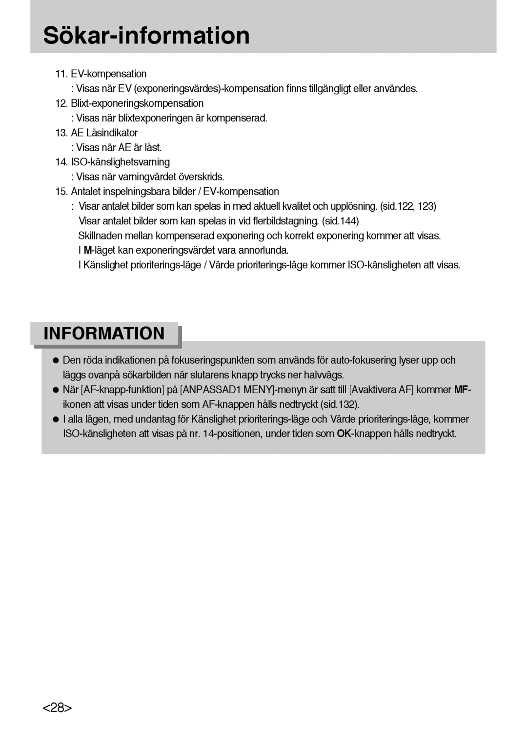 Samsung ER-GX10ZBBH/DE, ER-GX10ZBBB/SE, ER-GX10ZBBA/DK, ER-GX10ZBBB/DE manual Sökar-information 