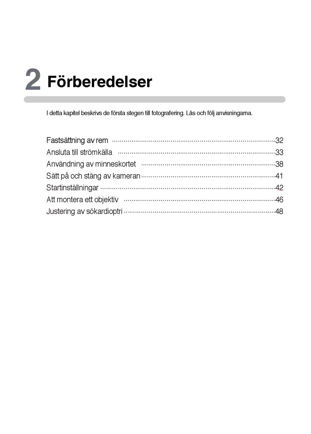 Samsung ER-GX10ZBBB/SE, ER-GX10ZBBH/DE, ER-GX10ZBBA/DK, ER-GX10ZBBB/DE manual Förberedelser 