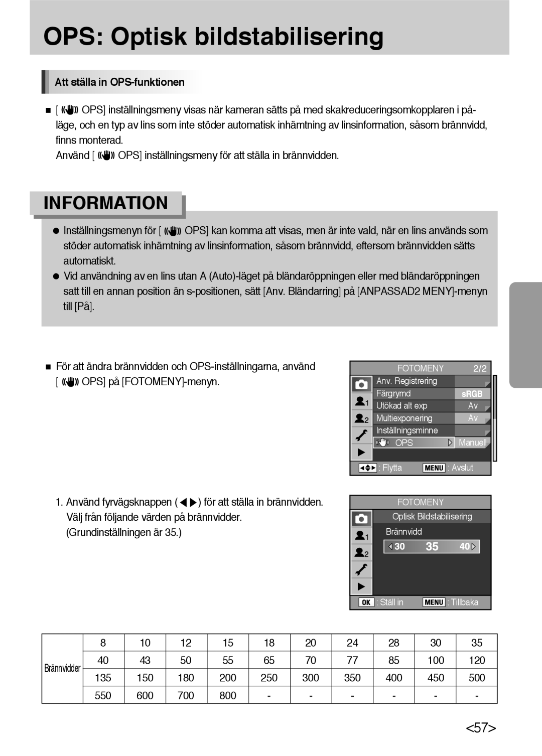 Samsung ER-GX10ZBBA/DK, ER-GX10ZBBB/SE, ER-GX10ZBBH/DE, ER-GX10ZBBB/DE manual Att ställa in OPS-funktionen, Ops 