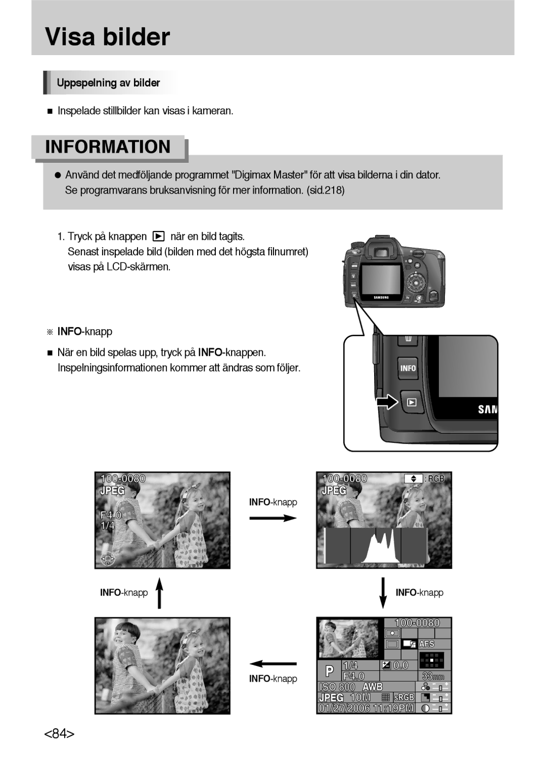 Samsung ER-GX10ZBBH/DE, ER-GX10ZBBB/SE manual Visa bilder, Uppspelning av bilder, Inspelade stillbilder kan visas i kameran 