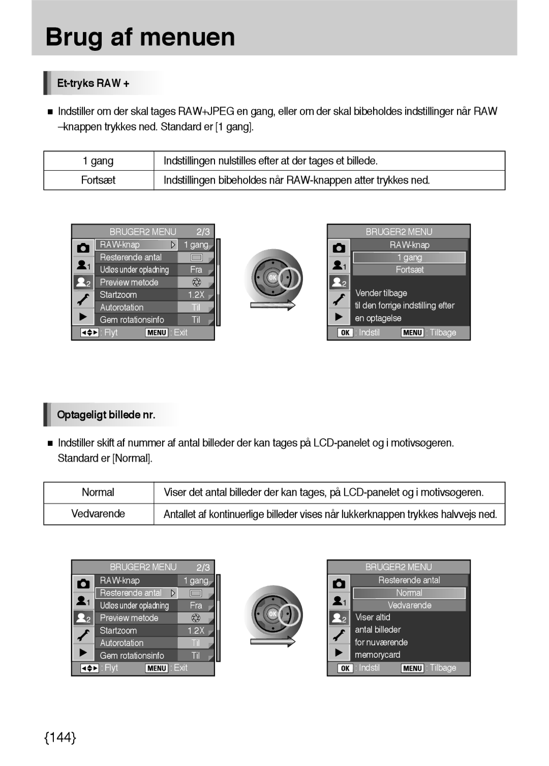 Samsung ER-GX10ZBBH/DE Et-tryks RAW +, Indstillingen bibeholdes når RAW-knappen atter trykkes ned, Optageligt billede nr 