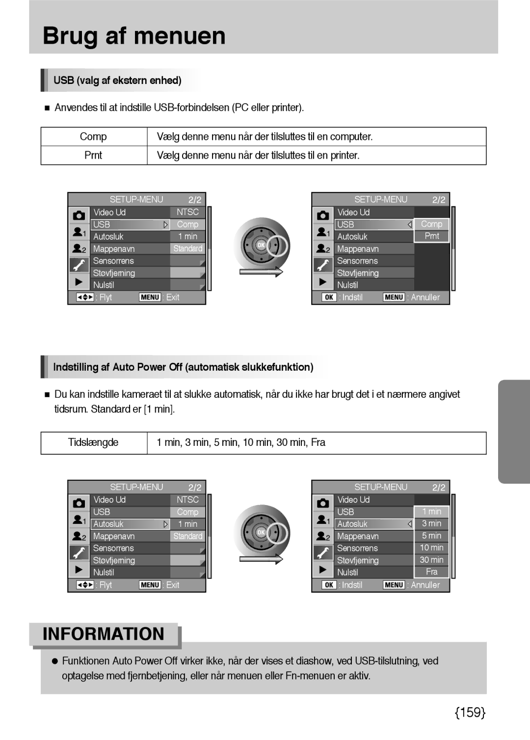 Samsung ER-GX10ZBBB/SE, ER-GX10ZBBH/DE manual USB valg af ekstern enhed, Vælg denne menu når der tilsluttes til en printer 