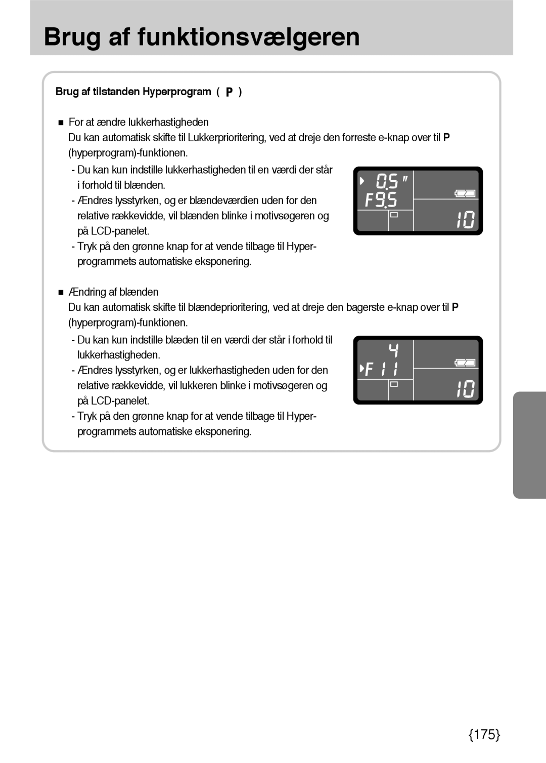 Samsung ER-GX10ZBBB/SE, ER-GX10ZBBH/DE, ER-GX10ZBBA/DK, ER-GX10ZBBB/DE manual Brug af tilstanden Hyperprogram 