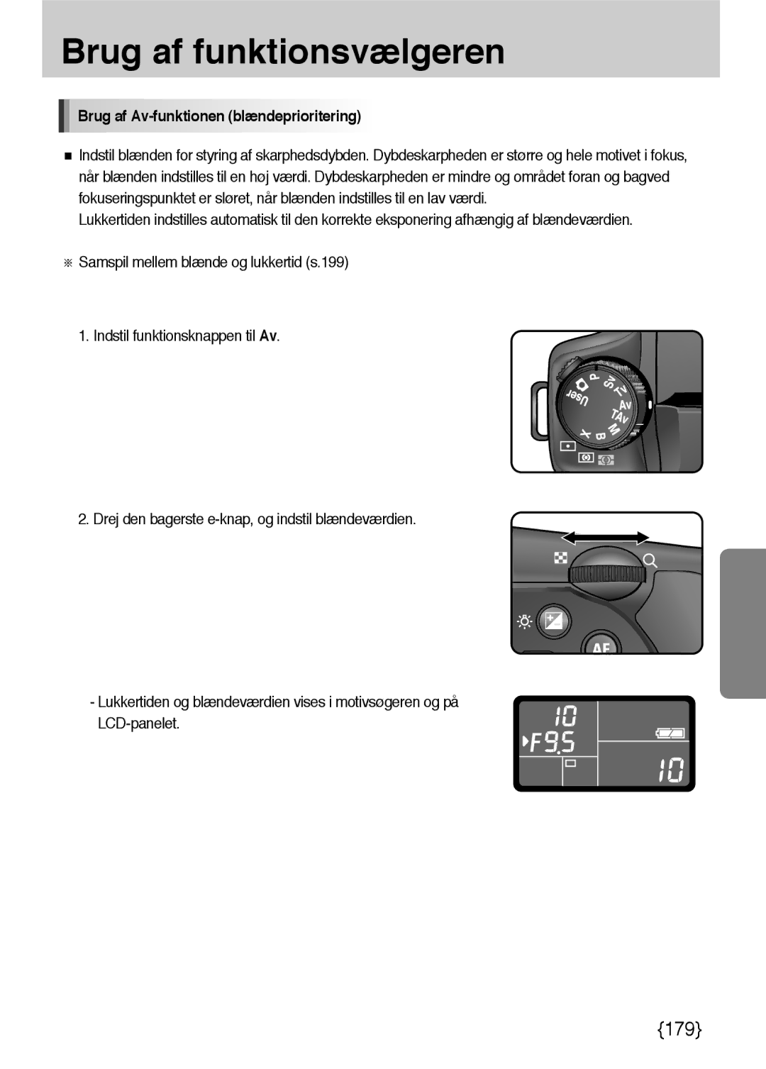 Samsung ER-GX10ZBBB/SE, ER-GX10ZBBH/DE, ER-GX10ZBBA/DK, ER-GX10ZBBB/DE manual Brug af Av-funktionen blændeprioritering 