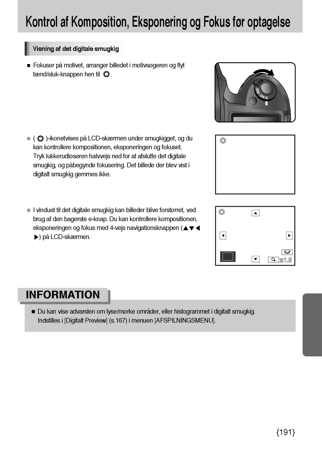 Samsung ER-GX10ZBBB/SE, ER-GX10ZBBH/DE, ER-GX10ZBBA/DK, ER-GX10ZBBB/DE manual Visning af det digitale smugkig, På LCD-skærmen 