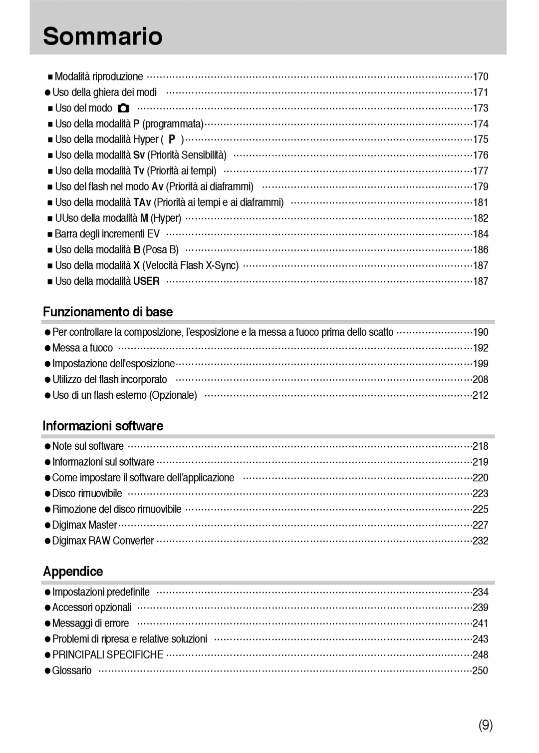 Samsung ER-GX10ZBBD/IT, ER-GX10ZBBH/DE, ER-GX10ZBBB/DE, ER-GX10ZBBB/IT, ER-GX10ZBBB/E1 175, 186, 190, 218, 248, Glossario 250 