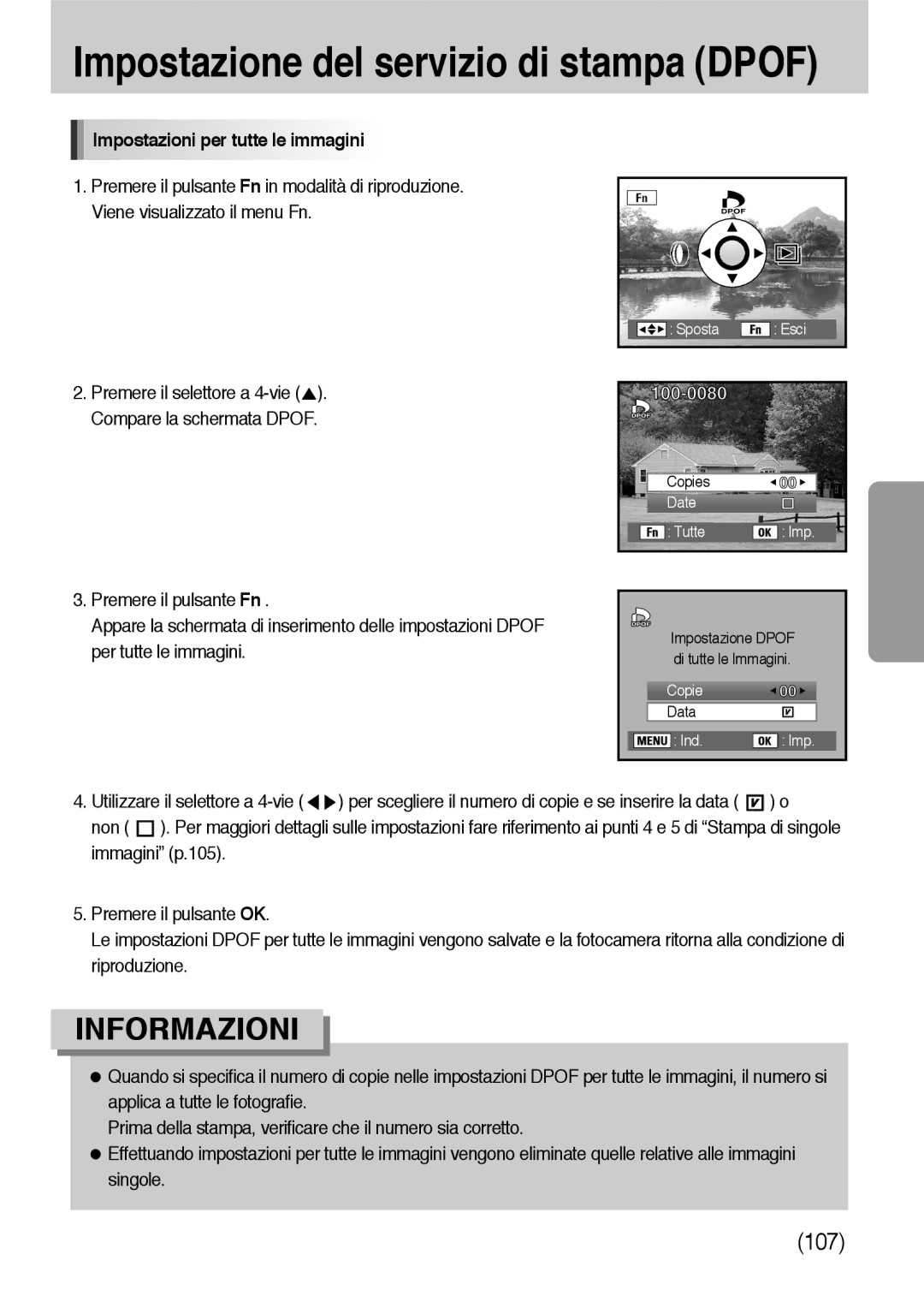 Samsung ER-GX10ZBBD/IT, ER-GX10ZBBH/DE, ER-GX10ZBBB/DE, ER-GX10ZBBB/IT, ER-GX10ZBBB/E1 Impostazioni per tutte le immagini 