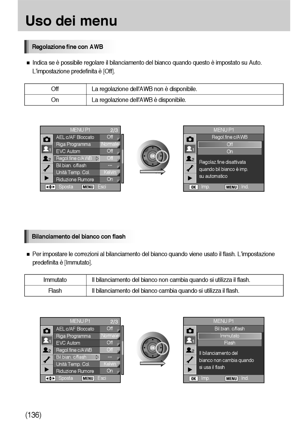 Samsung ER-GX10ZBBB/E1, ER-GX10ZBBH/DE, ER-GX10ZBBB/DE manual Regolazione fine con AWB, Bilanciamento del bianco con flash 