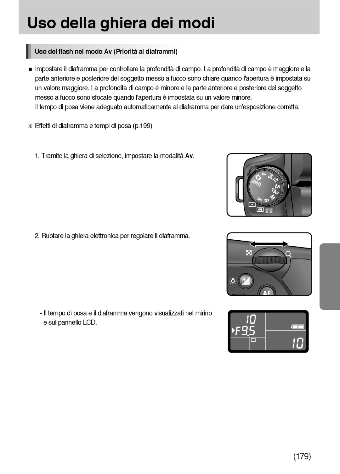 Samsung ER-GX10ZBBA/IT, ER-GX10ZBBH/DE, ER-GX10ZBBB/DE, ER-GX10ZBBB/IT manual Uso del flash nel modo Av Priorità ai diaframmi 