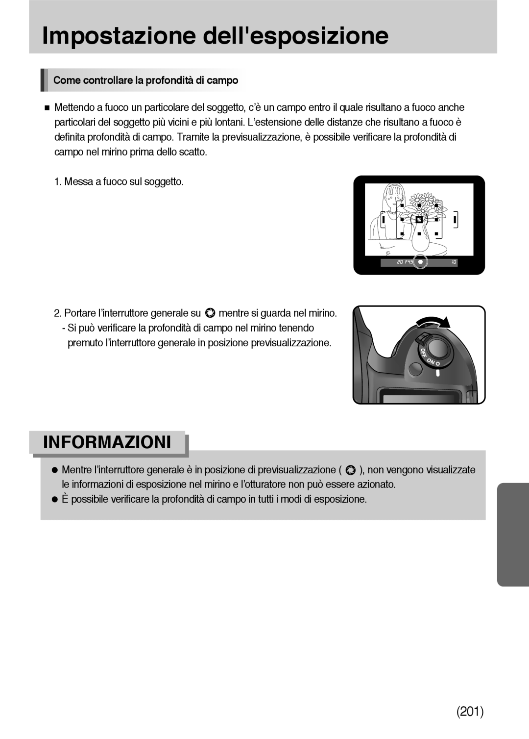 Samsung ER-GX10ZBBC/IT, ER-GX10ZBBH/DE, ER-GX10ZBBB/DE, ER-GX10ZBBB/IT manual Come controllare la profondità di campo 