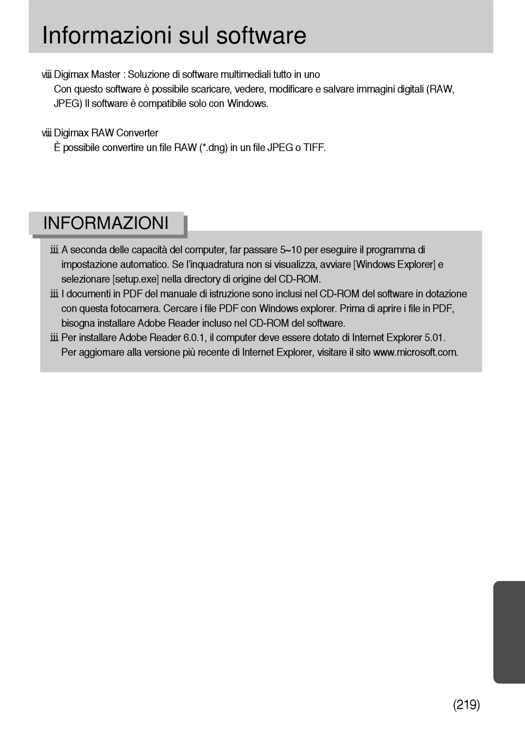 Samsung ER-GX10ZBBD/IT, ER-GX10ZBBH/DE, ER-GX10ZBBB/DE, ER-GX10ZBBB/IT, ER-GX10ZBBB/E1 manual Informazioni sul software 