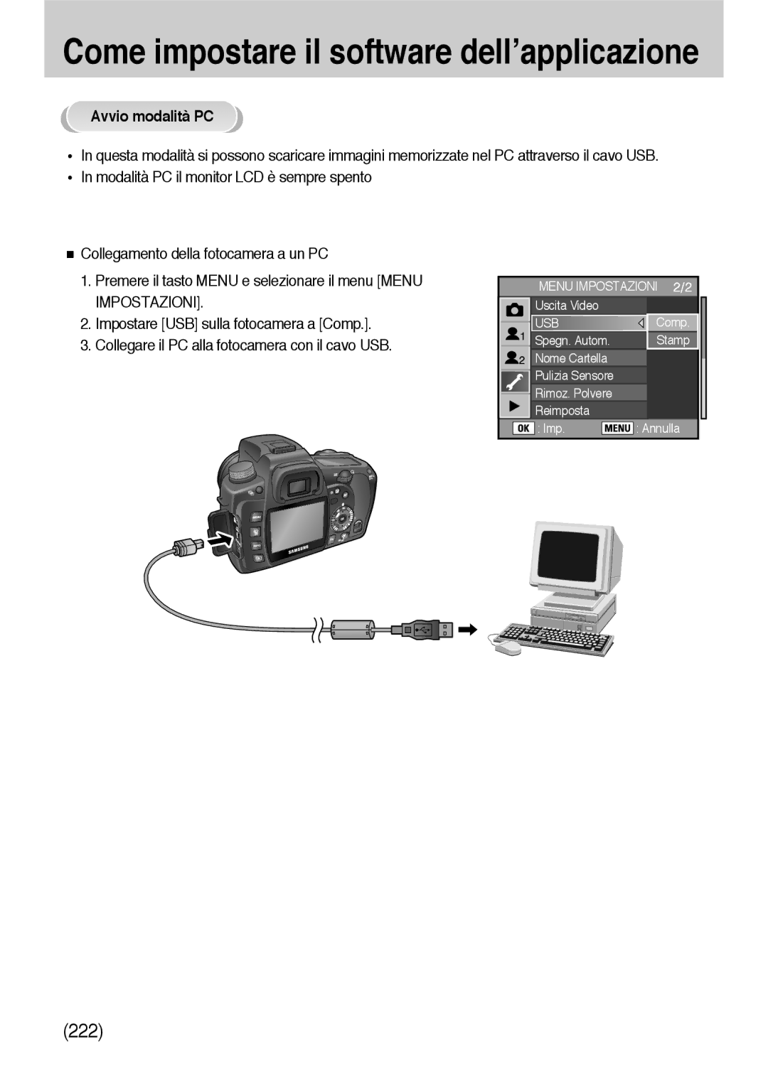 Samsung ER-GX10ZBBC/IT, ER-GX10ZBBH/DE, ER-GX10ZBBB/DE, ER-GX10ZBBB/IT, ER-GX10ZBBD/IT, ER-GX10ZBBB/E1 manual Avvio modalità PC 